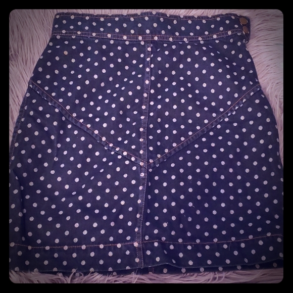 Robecca Taylor Polka Dot Jean Skirt - Picture 1 of 3